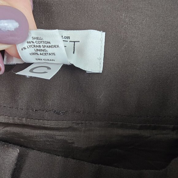 Ann Taylor Loft Petite Brown Button-Front Skirt 12P Cotton & Lycra Spandex - Picture 6 of 8